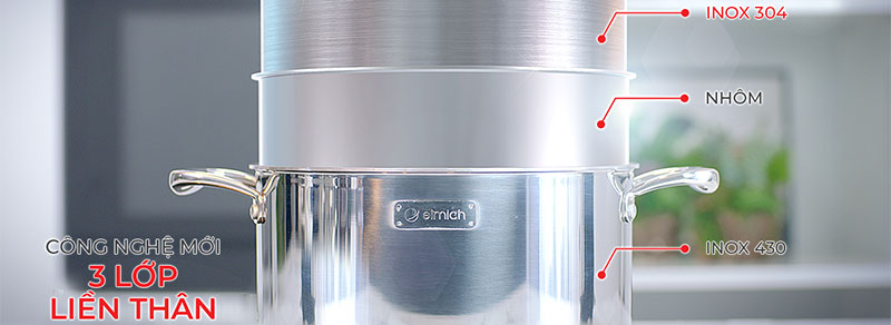 Nồi inox 3 lớp cao cấp đáy liền Elmich Trimax XS EL3748 size 24cm - Hàng chính hãng