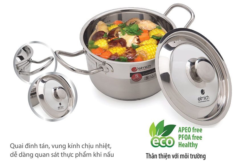 Nồi inox 304 Luxor 22cm Elmich 2355286 - Hàng chính hãng