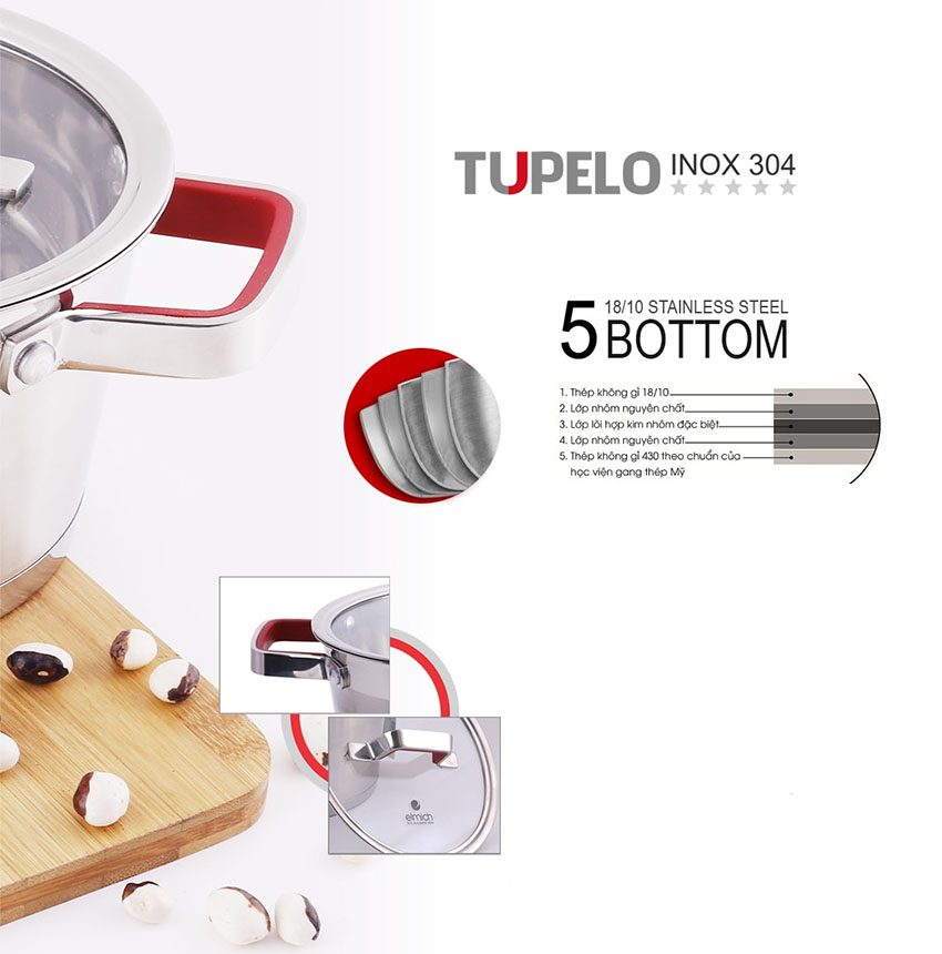 Nồi inox Elmich Tupelo EL0789 - Hàng chính hãng