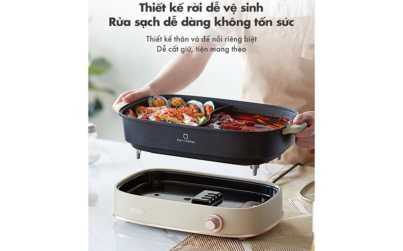 Nồi lẩu điện 2 ngăn Bear DHG-D65A1 (6 lít) - Hàng chính hãng
