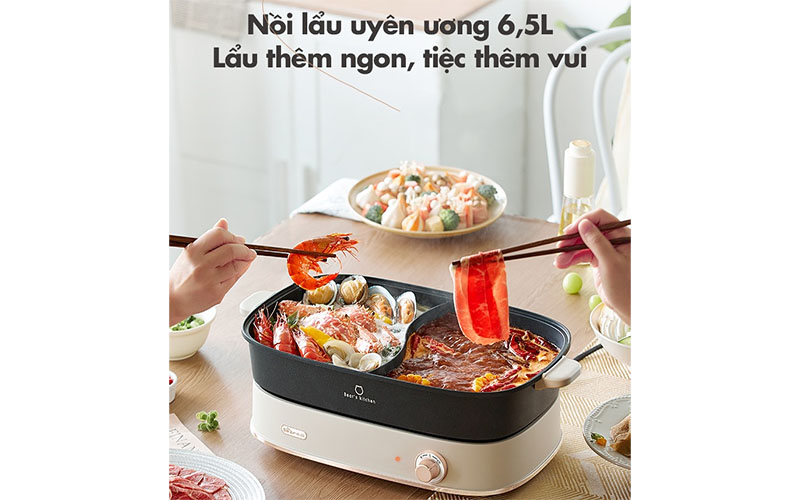 Nồi lẩu điện 2 ngăn Bear DHG-D65A1 (6 lít) - Hàng chính hãng