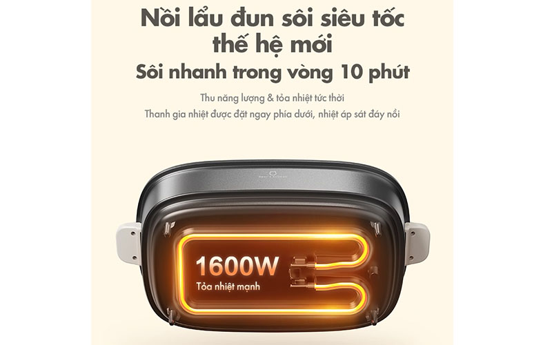 Nồi lẩu điện 2 ngăn Bear DHG-D65A1 (6 lít) - Hàng chính hãng