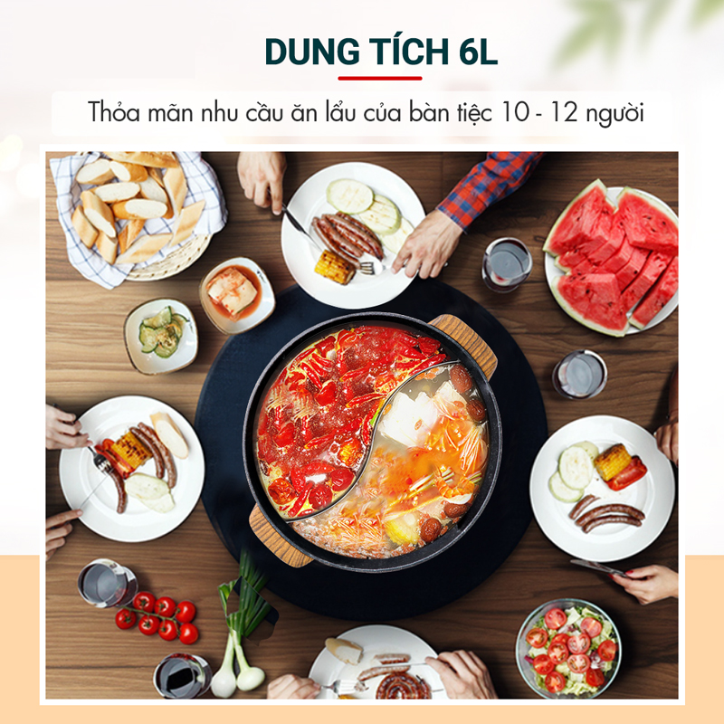 Nồi lẩu điện Nagakawa 6 lít NAG1906 - Hàng chính hãng