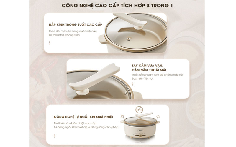 Nồi lẩu điện đa năng Bear SB-NL05F - Hàng chính hãng