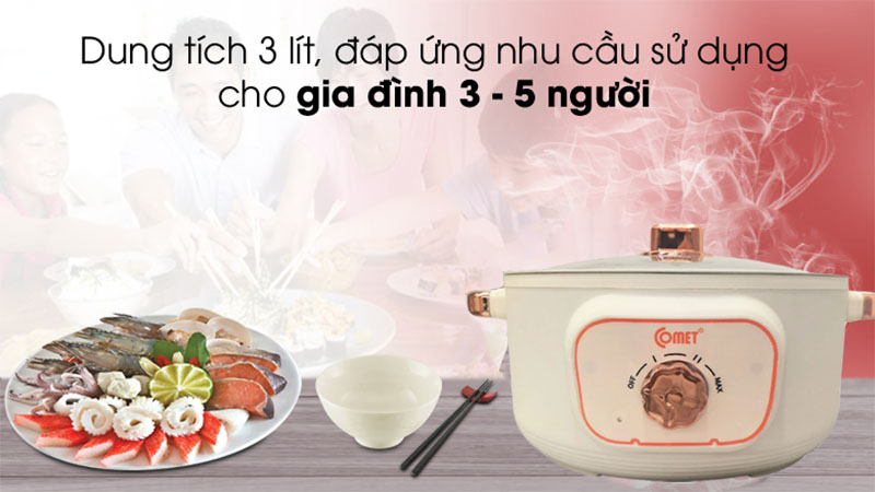 Nồi lẩu điện Comet CM7735 - Hàng chính hãng