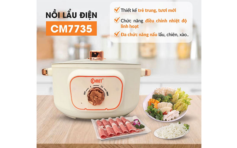 Nồi lẩu điện Comet CM7735 - Hàng chính hãng