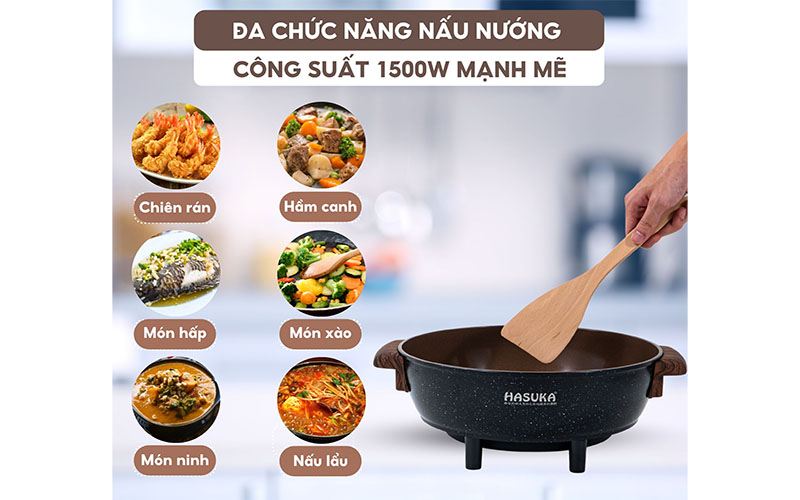 Nồi lẩu điện đa năng Hasuka HSK-355L - Hàng chính hãng