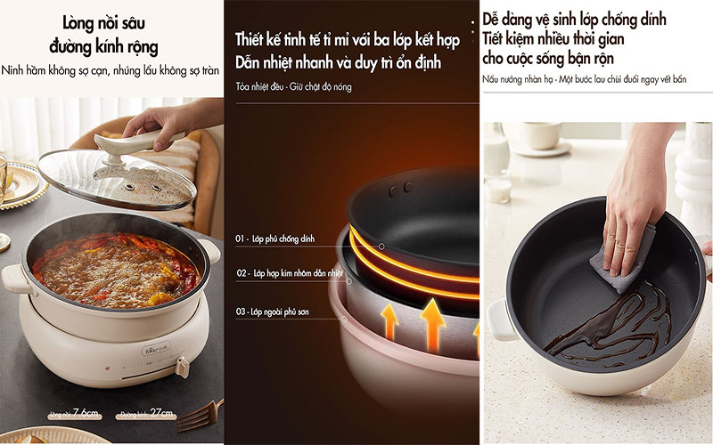 Nồi lẩu điện đa năng Bear DHG-C40T1 - Hàng chính hãng