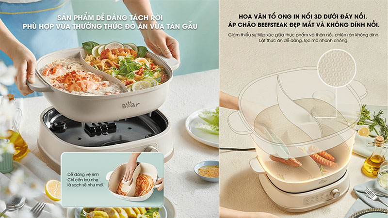 Nồi lẩu điện đa năng Bear SB-NL60U - Hàng chính hãng