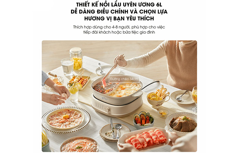 Nồi lẩu điện đa năng Bear SB-NL60U - Hàng chính hãng