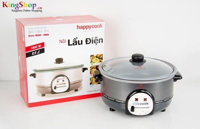 Nồi lẩu điện đa năng Happy Cook HCHP-300A - Dung tích 2.8L - Hàng chính hãng