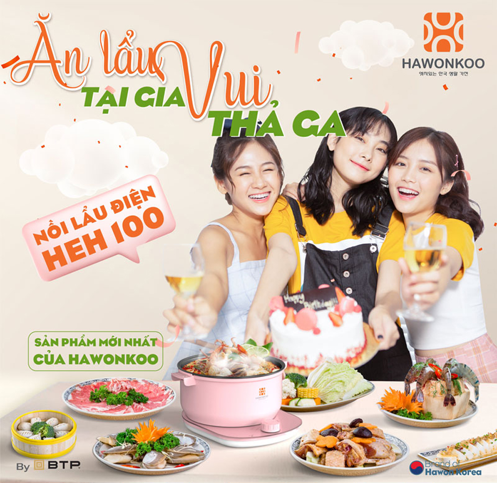 Nồi lẩu điện Hawonkoo HEH-100-PK - Hàng chính hãng