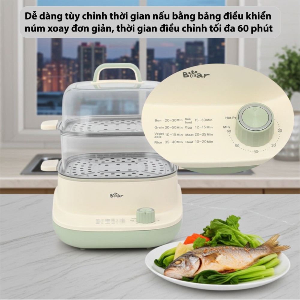 Nồi lẩu hấp đa năng Bear BES-CA73G1 bảng điều khiển đơn giản dễ sử dụng