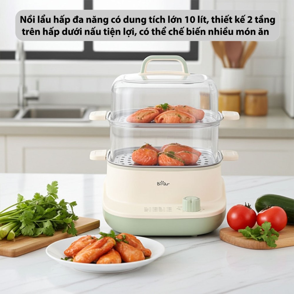 Nồi lẩu hấp đa năng Bear BES-CA73G1 dung tích lớn phù hợp sử dụng cho gia đình