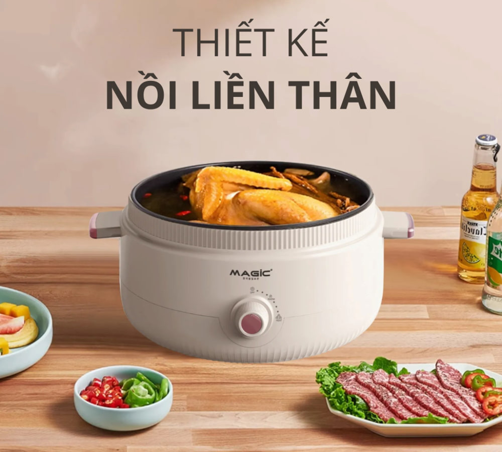 Thiết kế nồi liền thân chắc chắn, gọn gàng