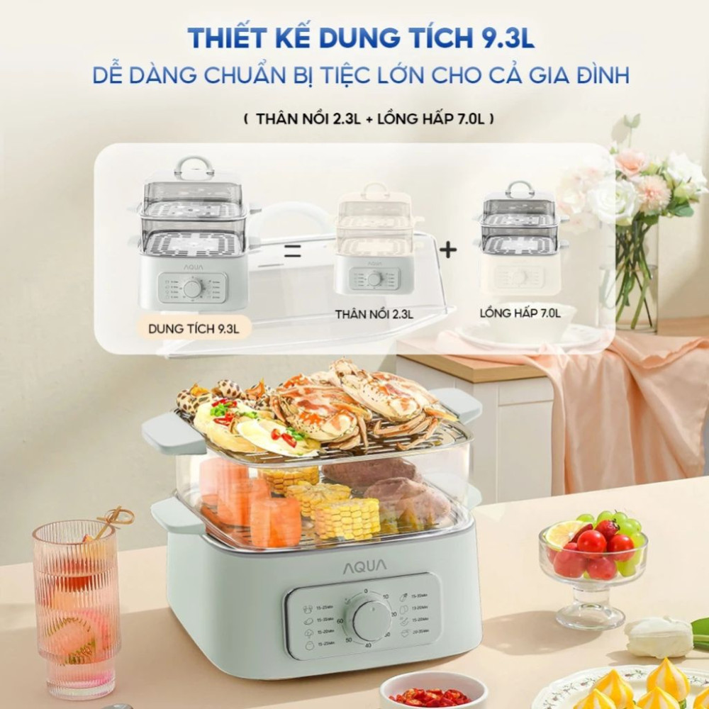 Nồi lẩu hấp đa năng Aqua ASMC-ES902(W) - Hàng chính hãng