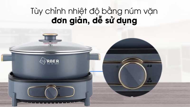 Nồi lẩu nướng đa năng Arber HH5.5LGRAY/GREEN - Hàng chính hãng