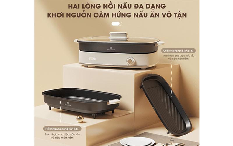 Nồi lẩu nướng đa năng Bear SB-NL45K - Hàng chính hãng