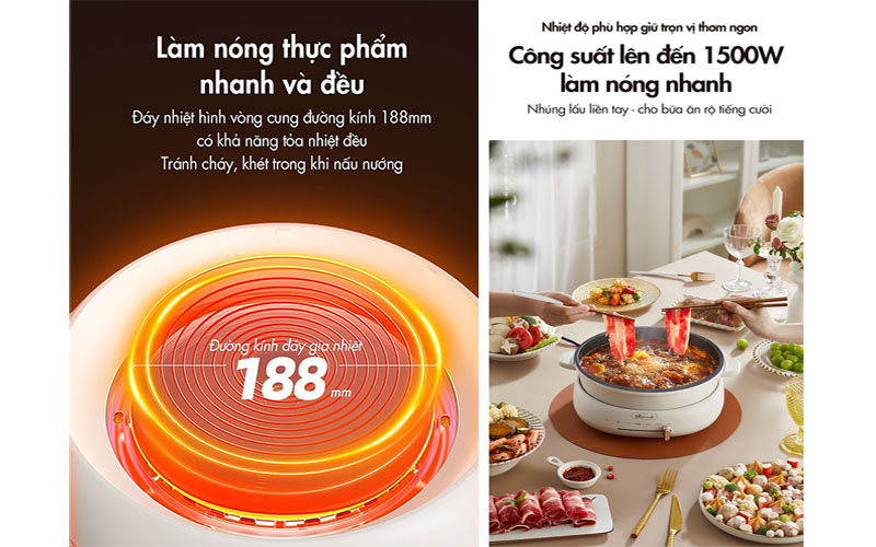 Nồi lẩu nướng hấp đa năng Bear C40W2 - Hàng chính hãng