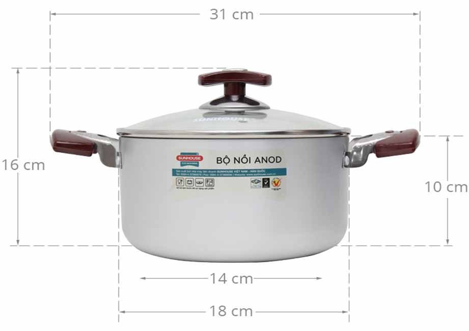 Nồi lẻ Anod Sunhouse SH8833-18 EBN - Hàng chính hãng