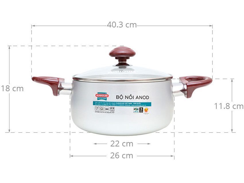 Nồi lẻ Anod Sunhouse SH8833-26 EBN - Hàng chính hãng