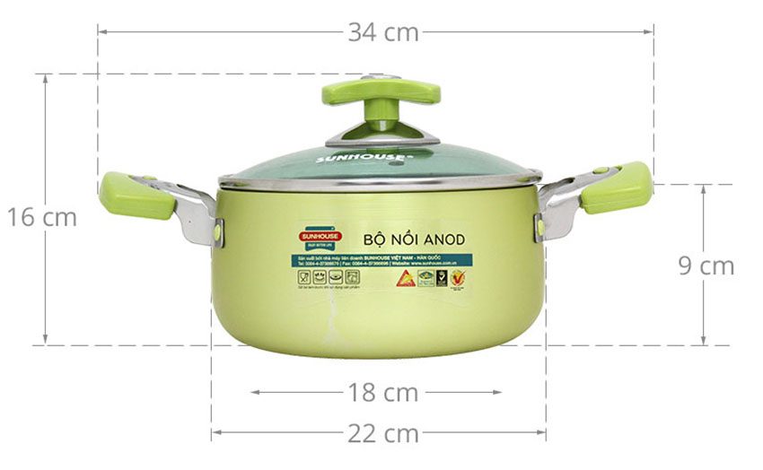 Nồi lẻ Anod Sunhouse SH8835-22 EBN - Hàng chính hãng
