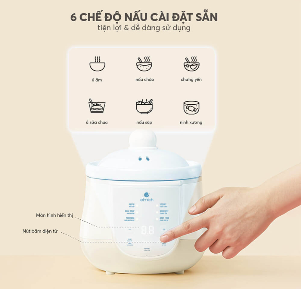 Nồi nấu chậm 1L Elmich SCE-8524OL - Hàng chính hãng