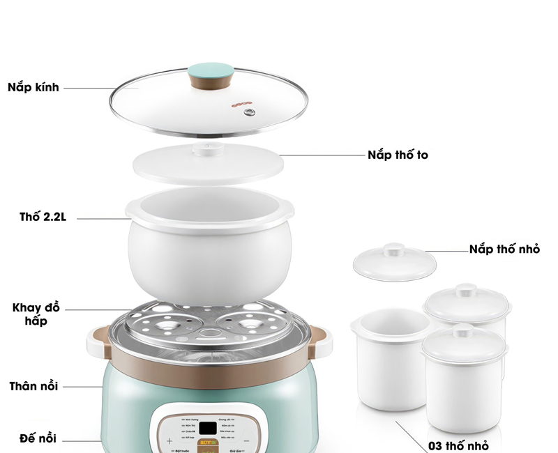 Cấu tạo của nồi nấu chậm Bennix BN-22CWG