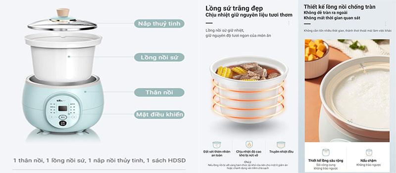 Nồi nấu chậm đa năng Bear DDG-D20P1 - Hàng chính hãng