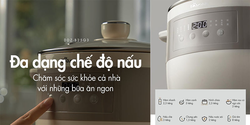 Bảng điều khiển của Nồi nấu chậm đa năng Bear DDZ-B25Q3