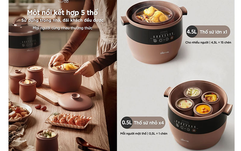 Nồi nấu chậm đa năng Bear DDZ-B45Z1 - Hàng chính hãng