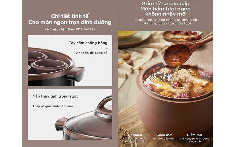 Nồi nấu chậm đa năng Bear DDZ-B45Z1 - Hàng chính hãng