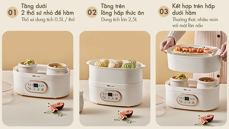 Nồi nấu chậm đa năng Bear DDZ-C10V1 - Hàng chính hãng