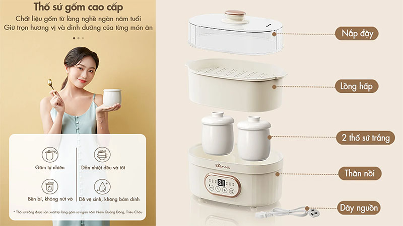 Nồi nấu chậm đa năng Bear DDZ-C10V1 - Hàng chính hãng