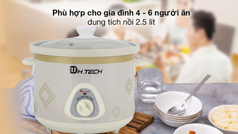 Nồi nấu chậm điện H.TECH HTSC-2.5S - Hàng chính hãng
