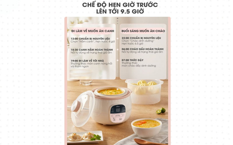 Nồi nấu cháo chậm Bear SUBE001 - Hàng chính hãng