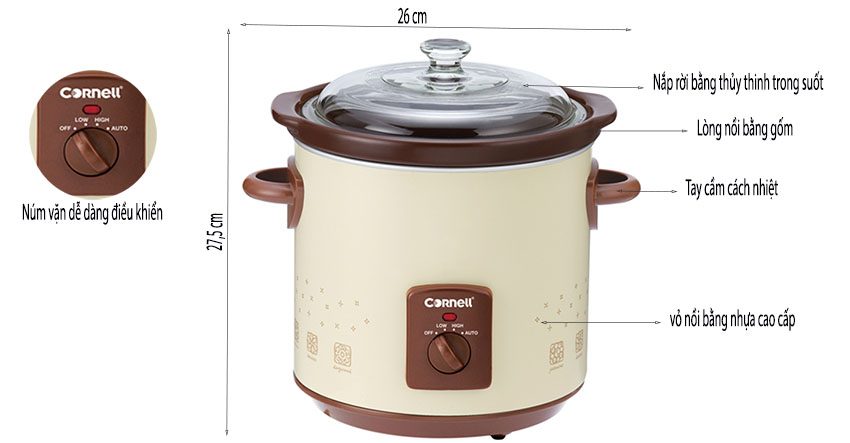 Nồi tiềm thực phẩm Cornell CSC-D35C - Hàng chính hãng