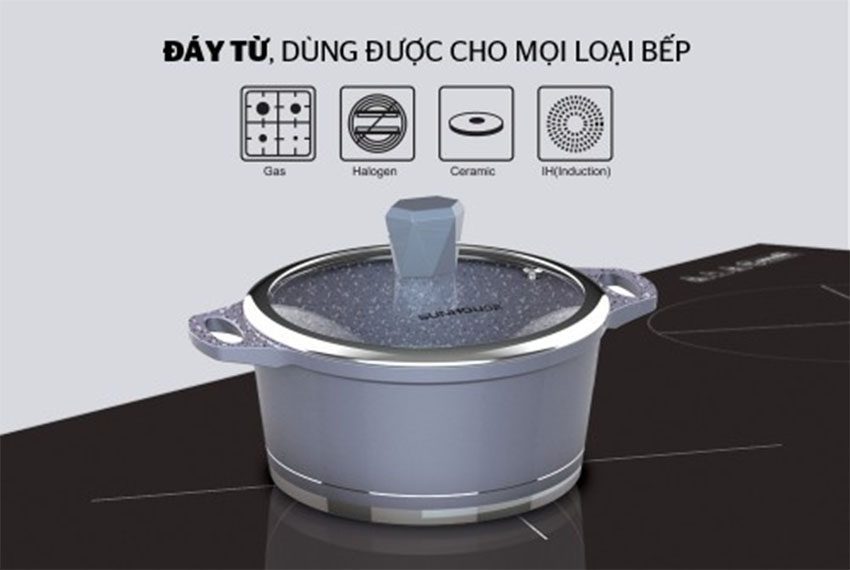 Nồi vân đá đáy từ 24cm Sunhouse Mama SHG2024MMA - Hàng chính hãng