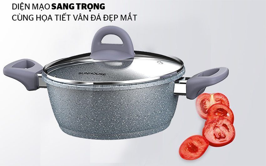 Nồi vân đá đáy từ Sunhouse SHG2016MMB - Hàng chính hãng