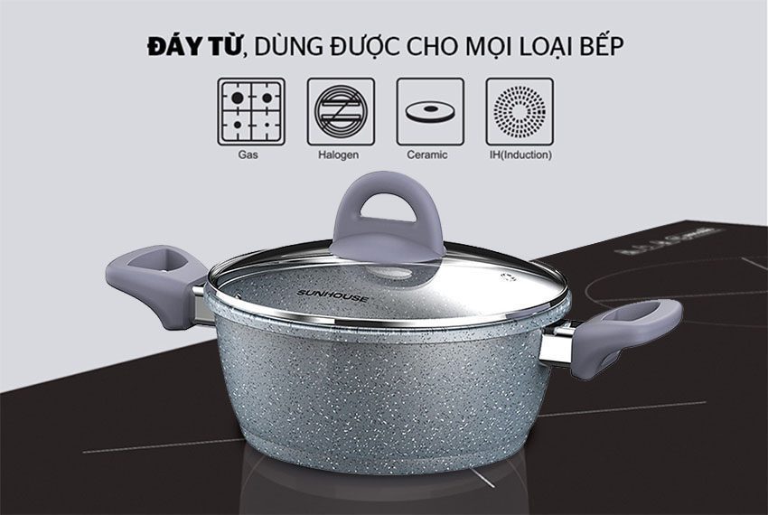 Nồi vân đá đáy từ Sunhouse SHG2016MMB - Hàng chính hãng
