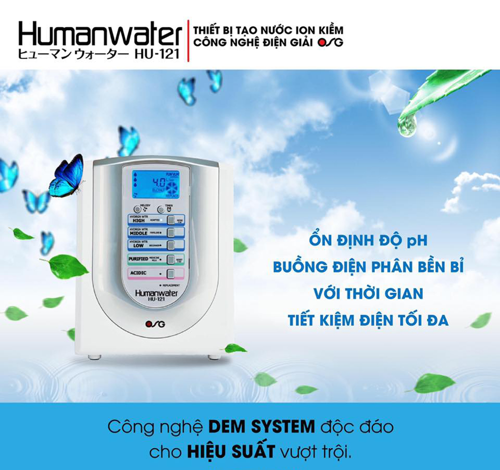 Máy điện giải ion kiềm OSG Human Water HU-121 - Hàng chính hãng