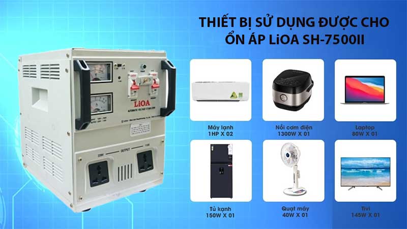 Thiết bị sử dụng phù hợp của Ổn áp 1 pha LiOA SH-7500II