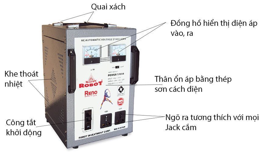Ổn áp một pha Robot Reno 817-5KVA 140V-250V - Hàng chính hãng