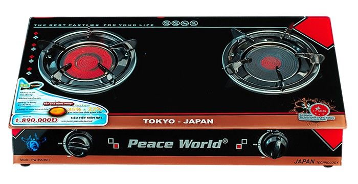 Bếp gas hồng ngoại cao cấp Peace World PW-255 HNH - 2 chức năng có hâm - Hàng chính hãng