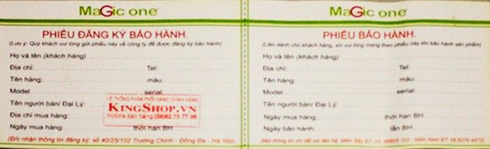 Phiếu bảo hành Magic One