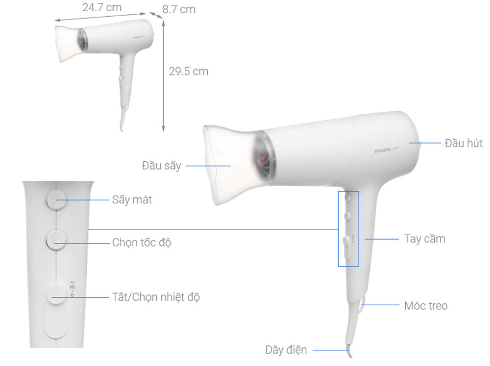 Máy sấy tóc Philips BHD500/00 - Hàng chính hãng