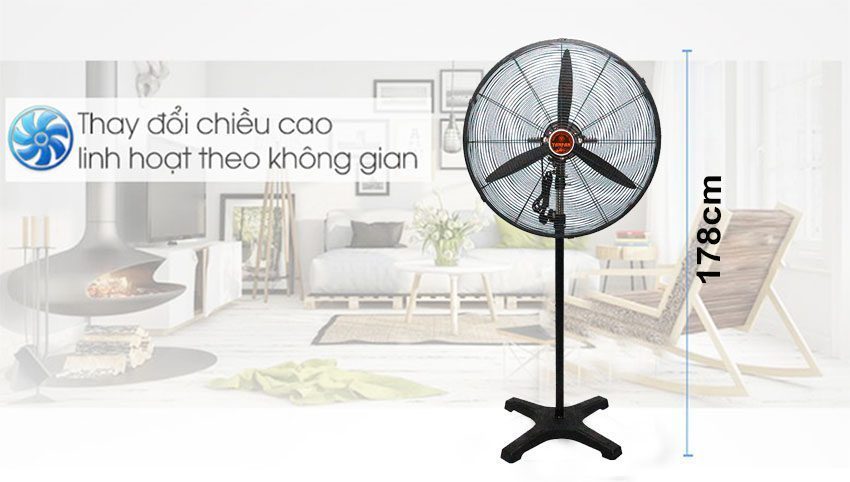 Chiều cao quạt cây công nghiệp YanFan D26CN có thể thay đổi