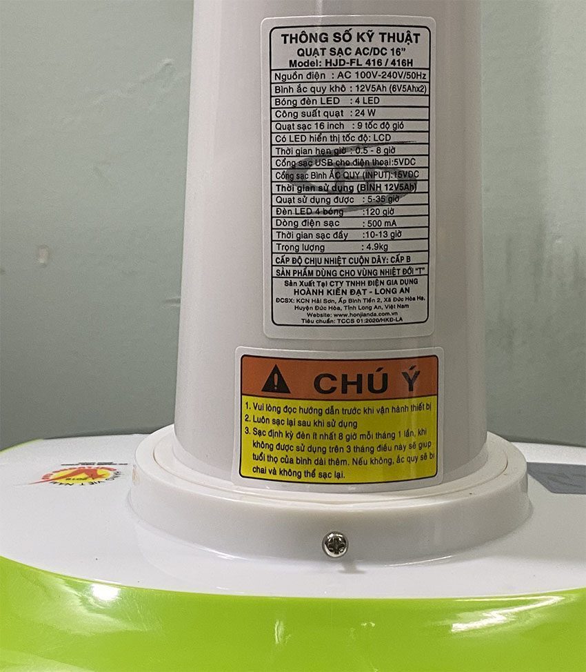 Quạt cây tích điện Honjianda HJD-FL416H - Hàng chính hãng