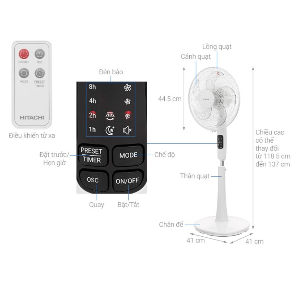 Quạt đứng Hitachi LF-A6RCWN - Hàng chính hãng