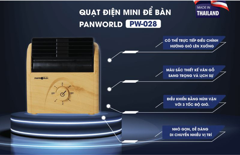 Quạt điện mini để bàn Panworld PW-028 - Hàng chính hãng